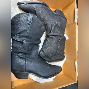 vintage black slouch Dingo Cowboy leather boots